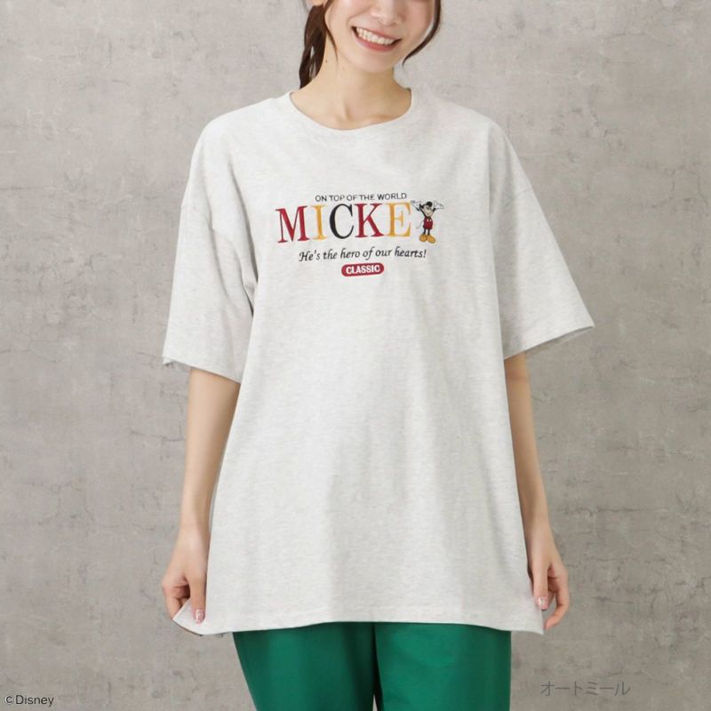 Disney ミッキーマウス / ロゴ刺繍Tシャツ レディース