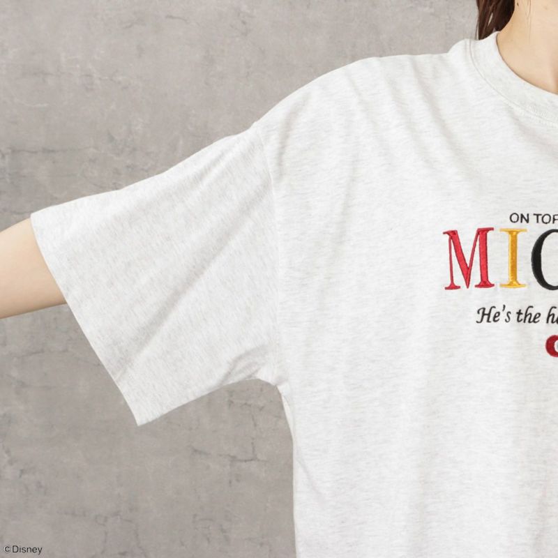 Disney ミッキーマウス / ロゴ刺繍Tシャツ レディース