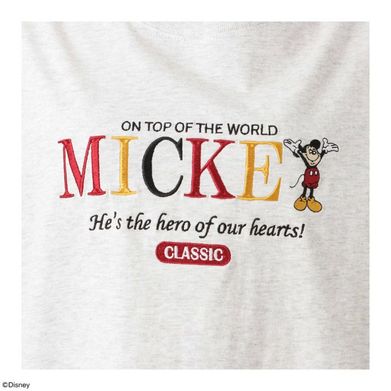 Disney ミッキーマウス / ロゴ刺繍Tシャツ レディース