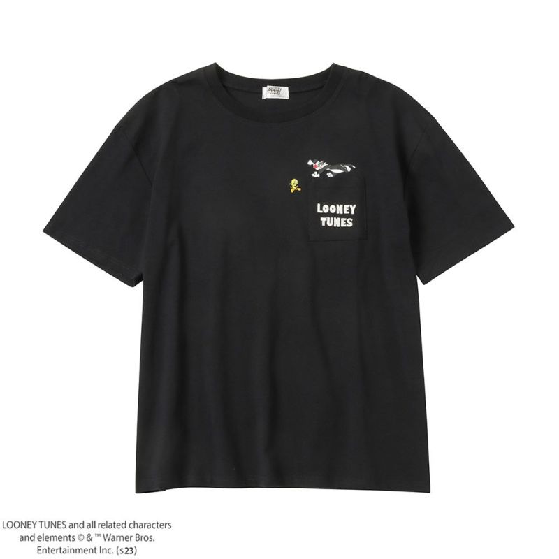 LOONEY TUNES ルーニー・テューンズ ポケット付きTシャツ レディース