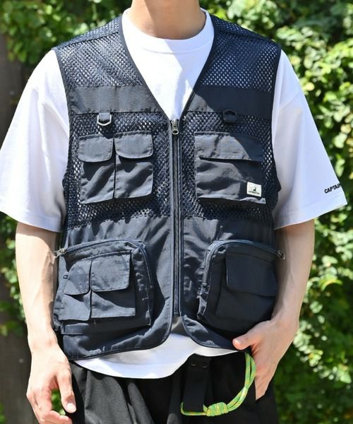 CAPTAIN STAG Fishing vest ナイロン メッシュ 切替 - トップス