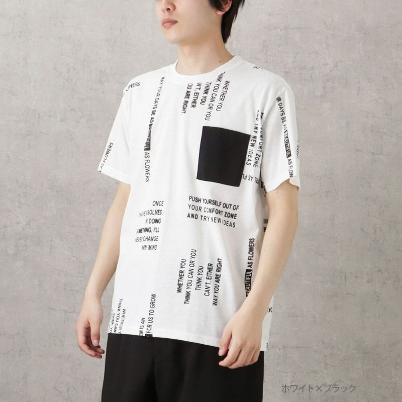 T-GRAPHICS 総柄プリント半袖Tシャツ メンズ