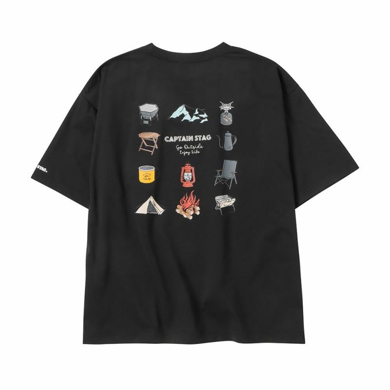 CAPTAIN STAG ポンチ素材 バックギアショートスリーブTシャツ メンズ