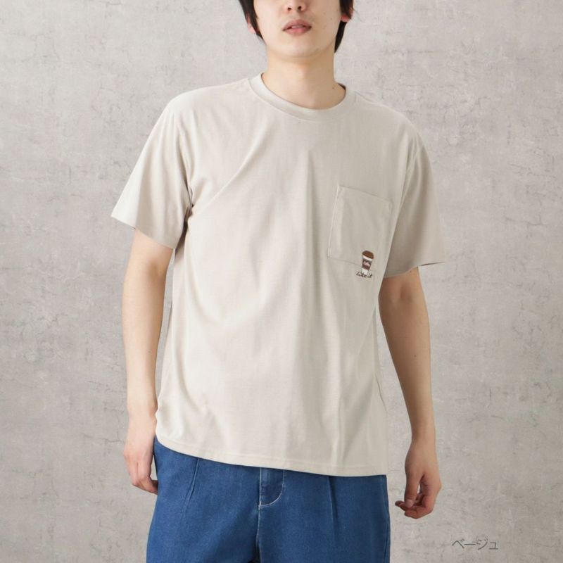 T-GRAPHICS ワンポイント刺繍半袖Tシャツ メンズ