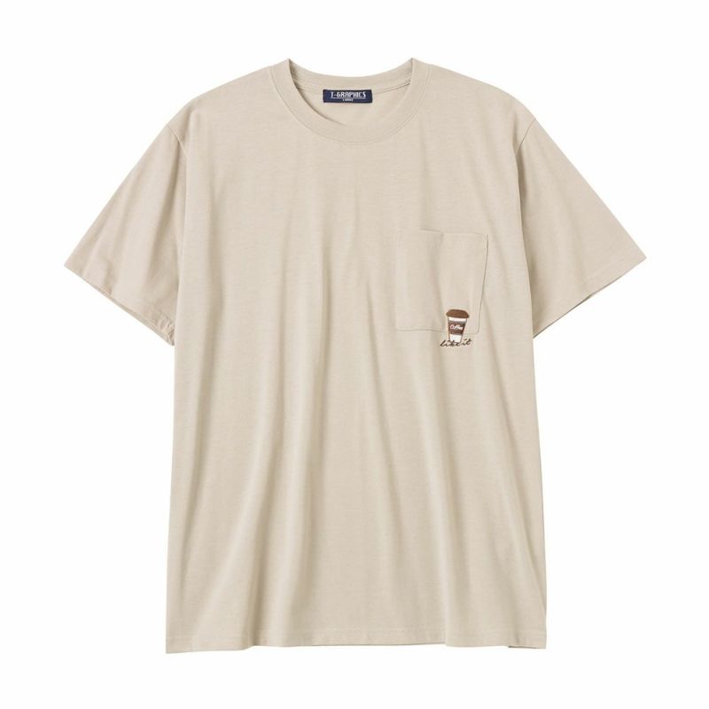 T-GRAPHICS ワンポイント刺繍半袖Tシャツ メンズ