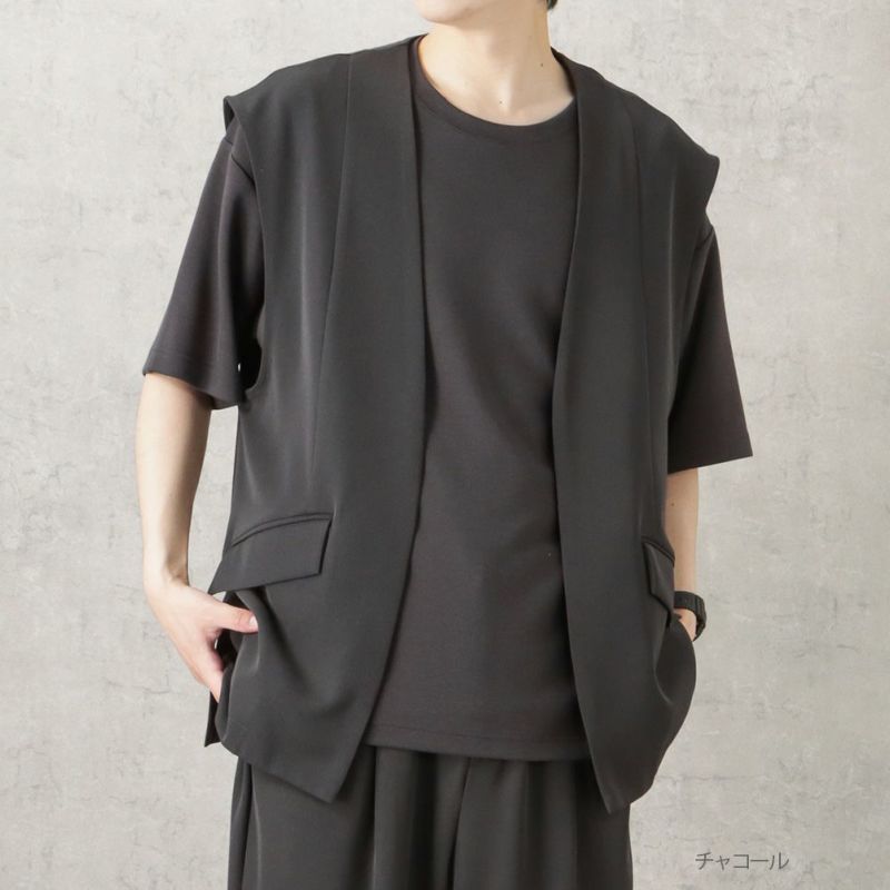 URBAN COLLECTION ドレープツイルベスト メンズ商品画像-2