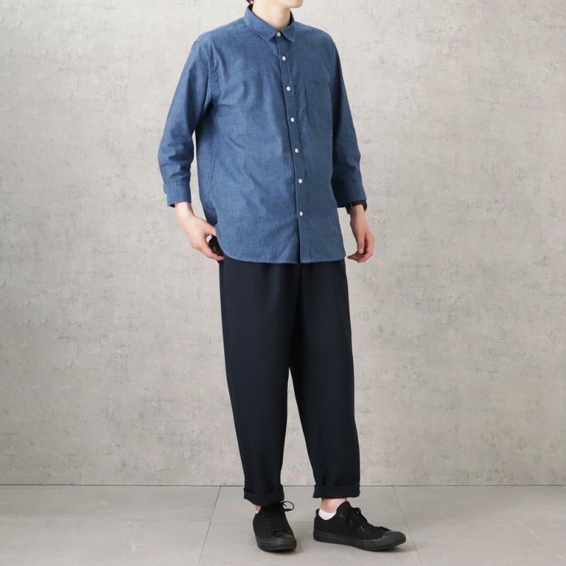 [期間限定価格]NAVY SOLOTEX(R)使用 リネンブレンド7分袖シャツ メンズ商品画像-7