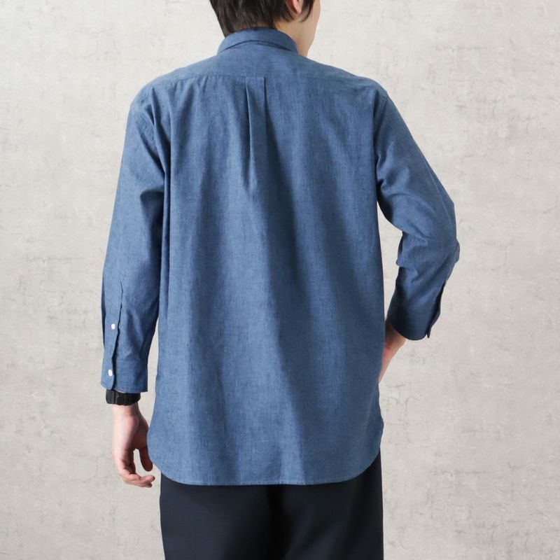 NAVY SOLOTEX(R)使用 リネンブレンド7分袖シャツ メンズ商品画像-9