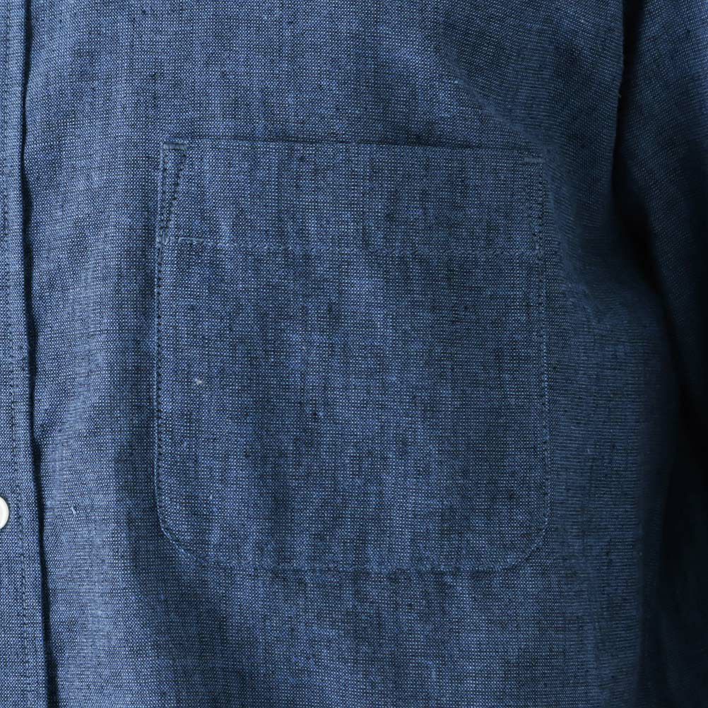 NAVY SOLOTEX(R)使用 リネンブレンド7分袖シャツ メンズ商品サムネイル-13