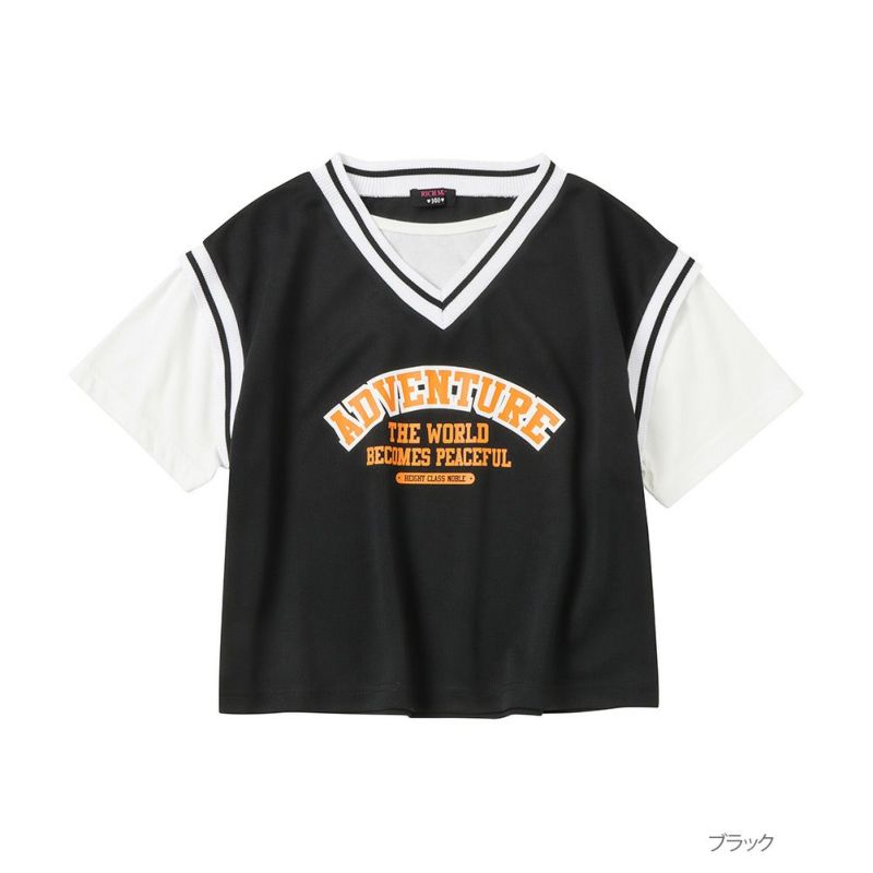 RICH MIX カレッジロゴメッシュフェイクレイヤードTシャツ キッズ ネコポス 対応商品商品画像-2
