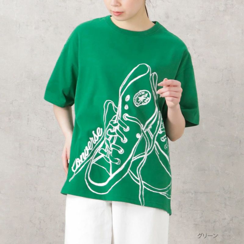 CONVERSE 天竺シューズプリントビッグTシャツ レディース