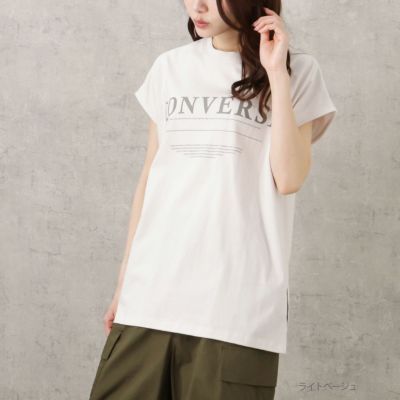 CONVERSE サイドスリット入りフレンチスリーブTシャツ レディース