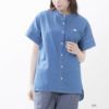 LOGOS PARK バンドカラーチュニック半袖シャツ レディース