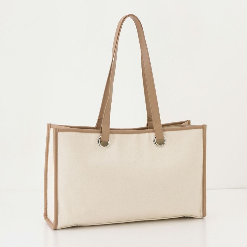 NAVY  合皮パイピング横長トートバッグ商品画像-3