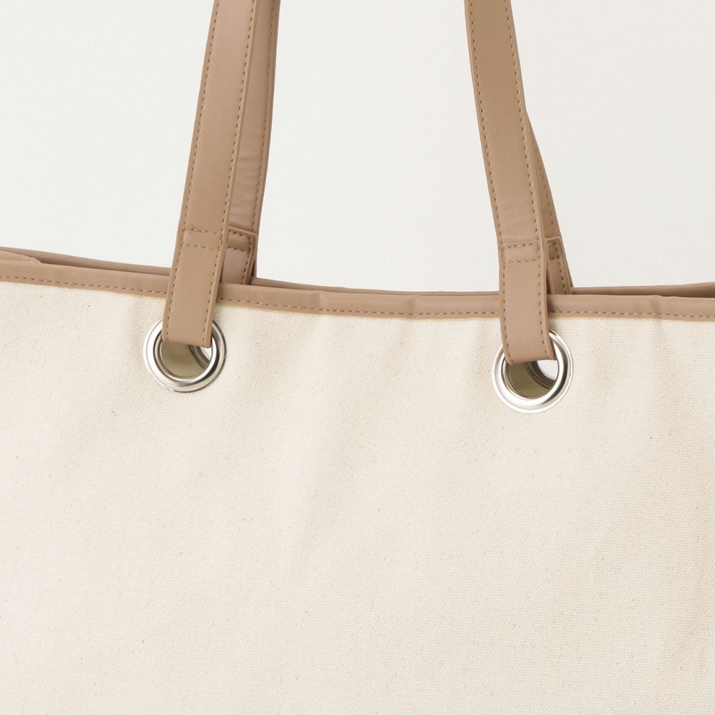 NAVY 合皮パイピング横長トートバッグ