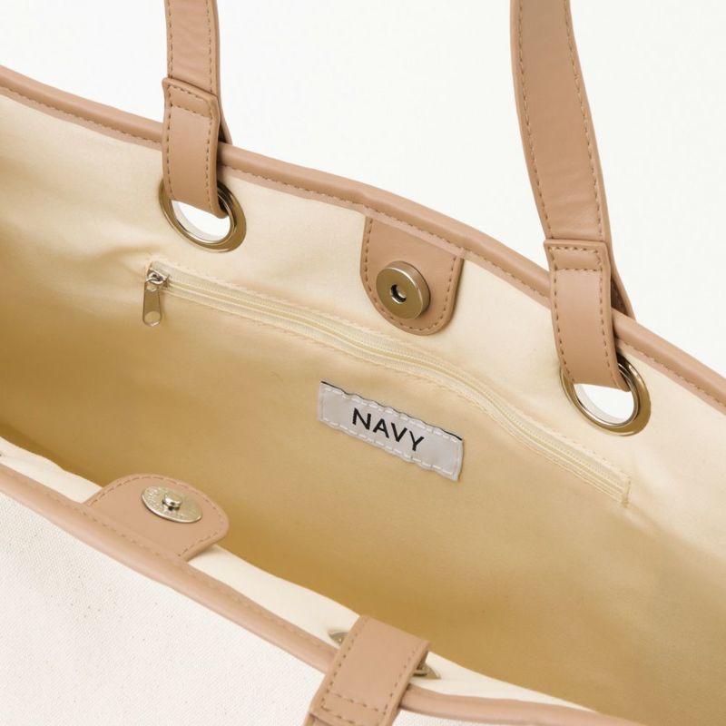 NAVY  合皮パイピング横長トートバッグ商品画像-5