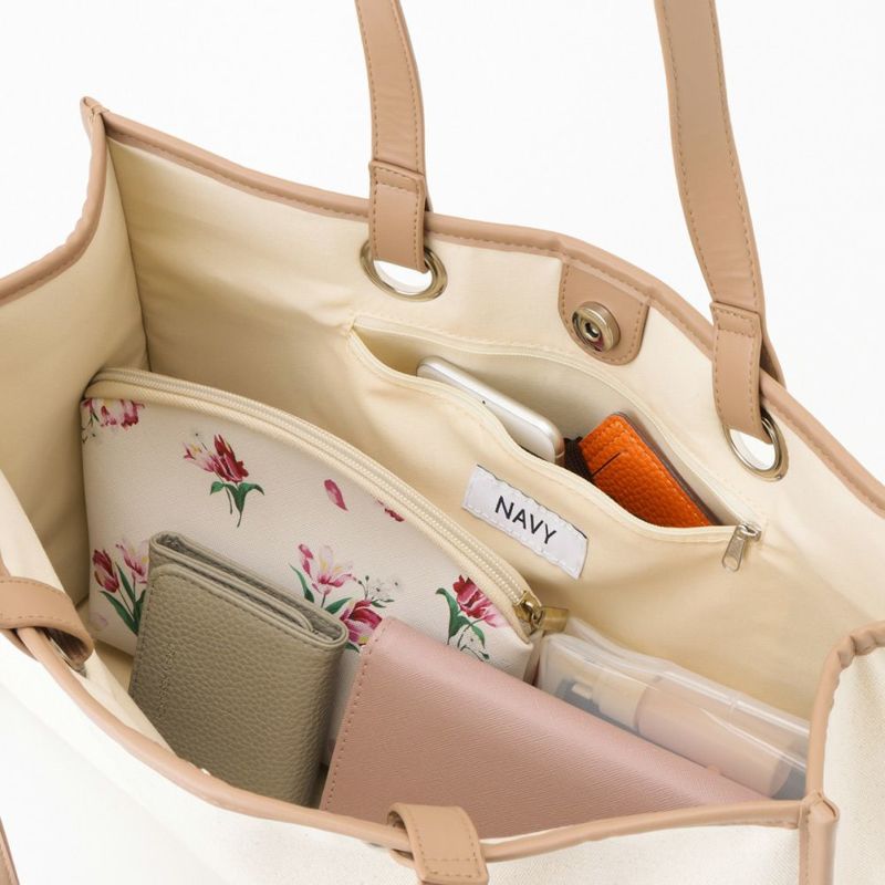 NAVY  合皮パイピング横長トートバッグ商品画像-6