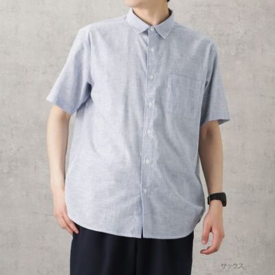 NAVY SOLOTEX(R)使用 リネンブレンド半袖シャツ メンズ