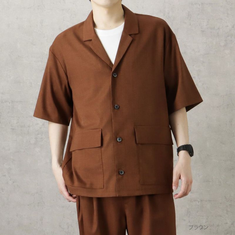 URBAN COLLECTION リネンライクポリエステル 半袖シャツ メンズ商品画像-1