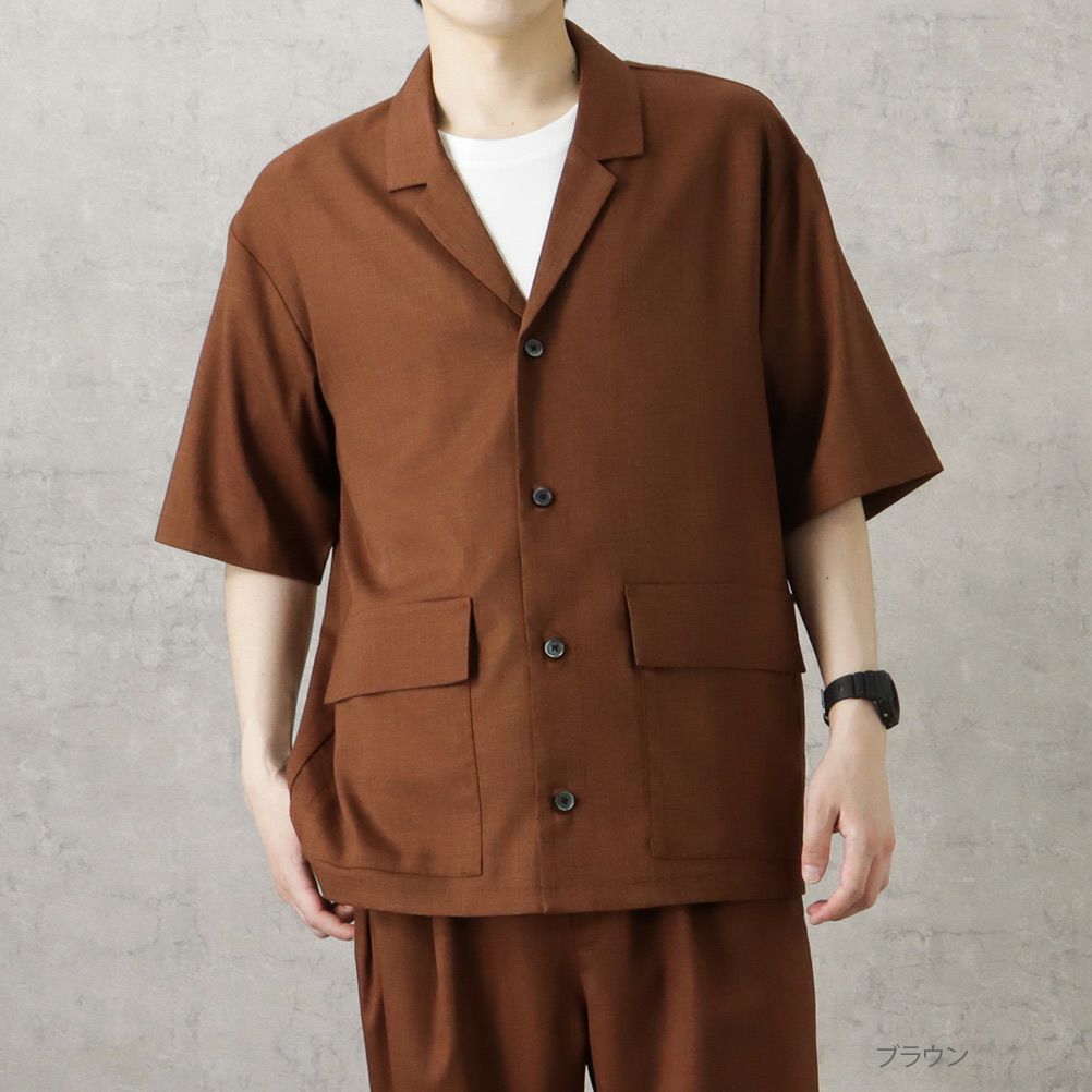 URBAN COLLECTION リネンライクポリエステル 半袖シャツ メンズ商品サムネイル-1