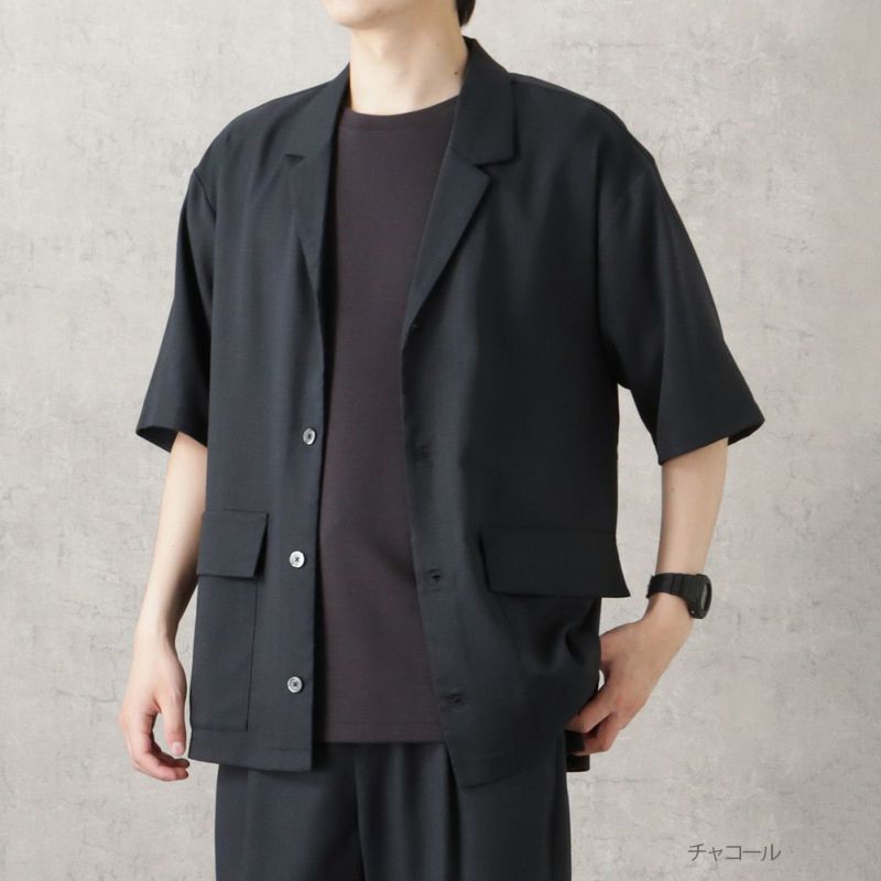 URBAN COLLECTION リネンライクポリエステル 半袖シャツ メンズ商品画像-2