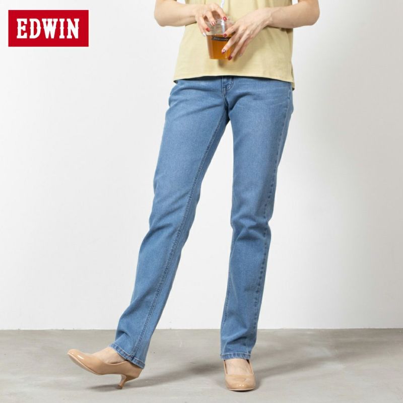 EDWIN インターナショナルベーシック 股上深め ゆったりストレートパンツ レディース