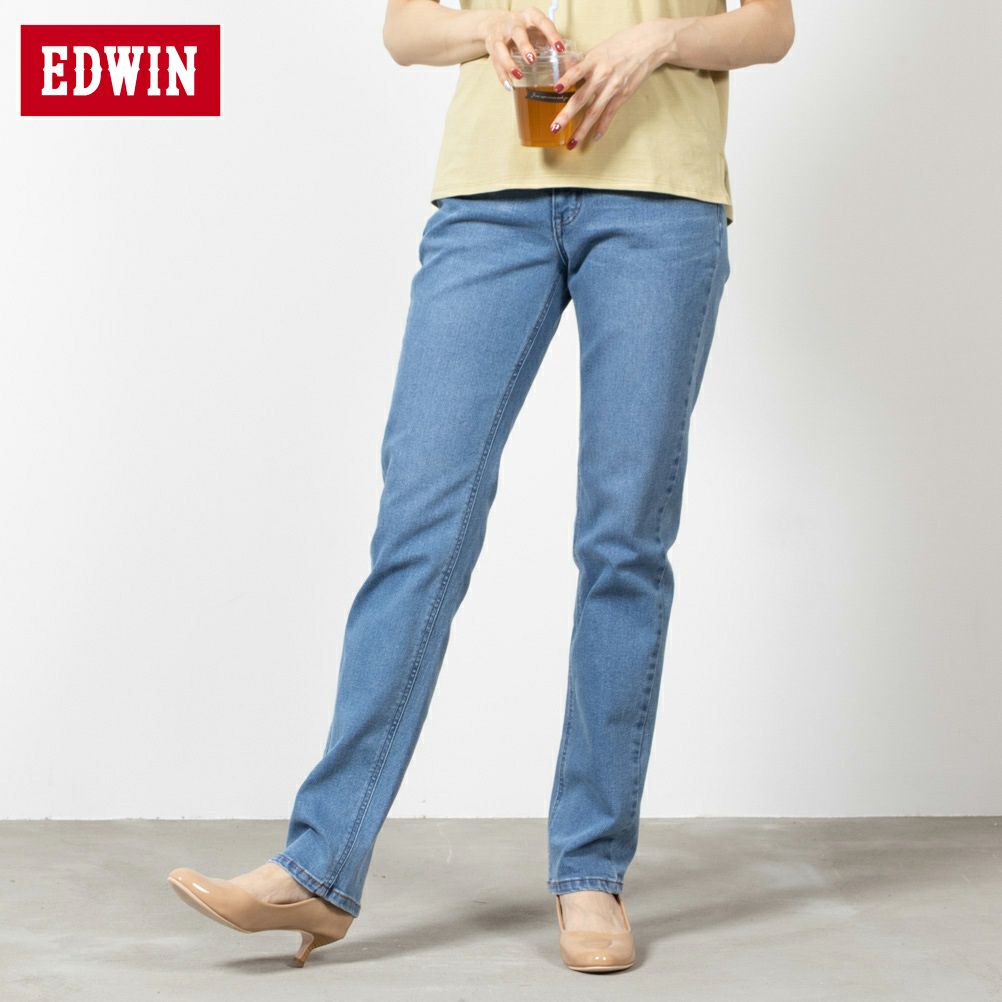 EDWIN インターナショナルベーシック 股上深め ゆったりストレートパンツ レディース商品サムネイル-1
