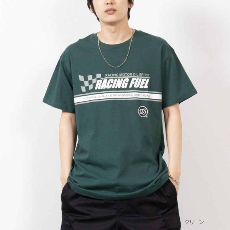 76 天竺パネルラインプリント半袖Tシャツ メンズ ネコポス 対応商品