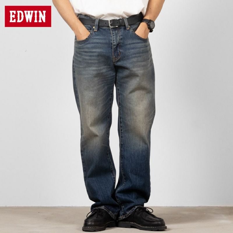EDWIN XVS フラップルーズストレートデニムパンツ メンズ