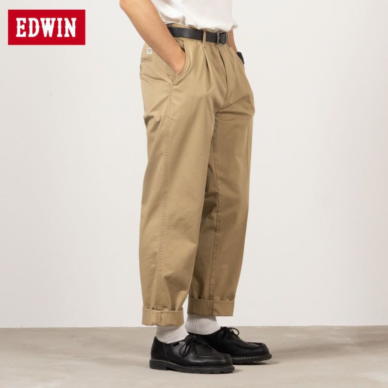 EDWIN KHAKIS タックテーパードチノパンツ メンズ商品画像-1