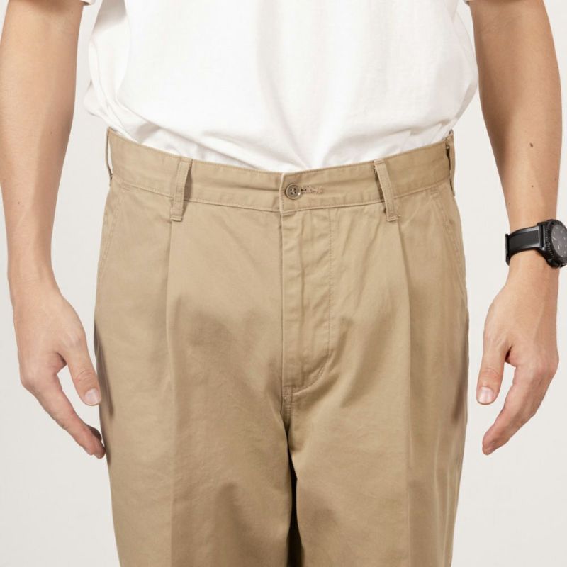 EDWIN KHAKIS タックテーパードチノパンツ メンズ