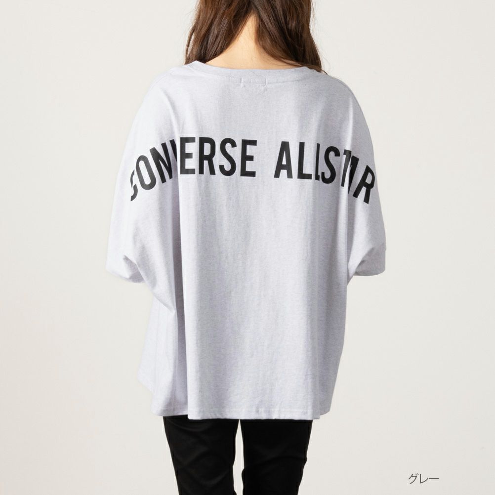 CONVERSE [大きいサイズ] バックプリントドルマンスリーブ半袖Tシャツ