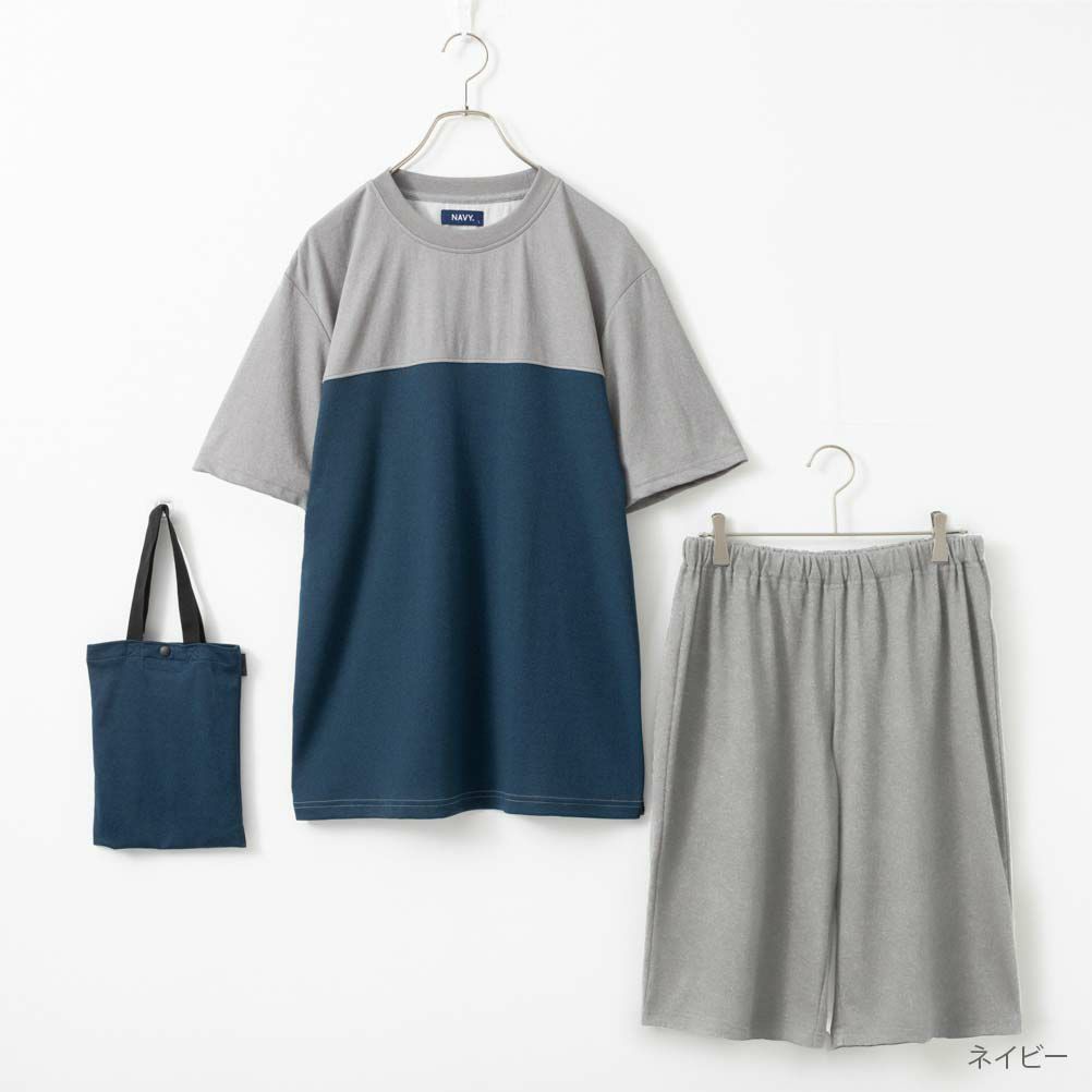 NAVY SARARI ドライ切替Tシャツセットアップ メンズ