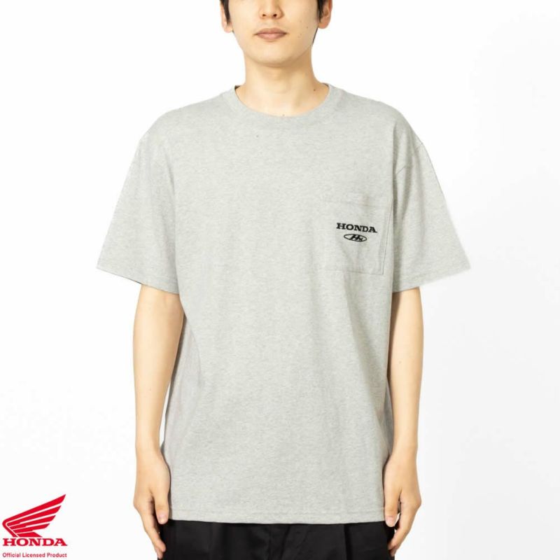 Honda ポケット付きバックプリント半袖Tシャツ メンズ ネコポス 対応商品