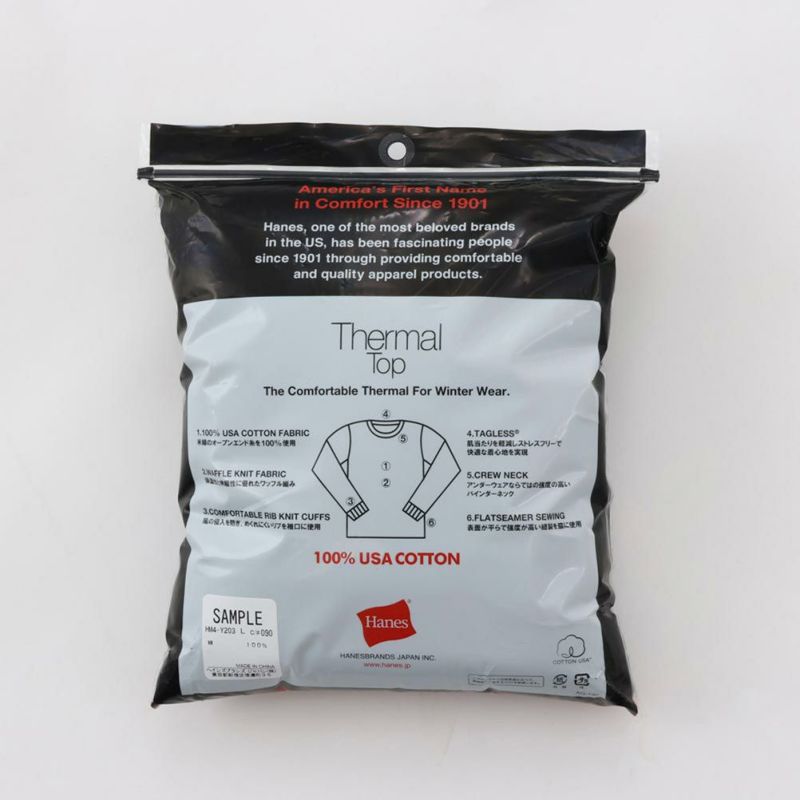 Hanes  サーマルクルーネックロングスリーブTシャツ メンズ商品画像-6