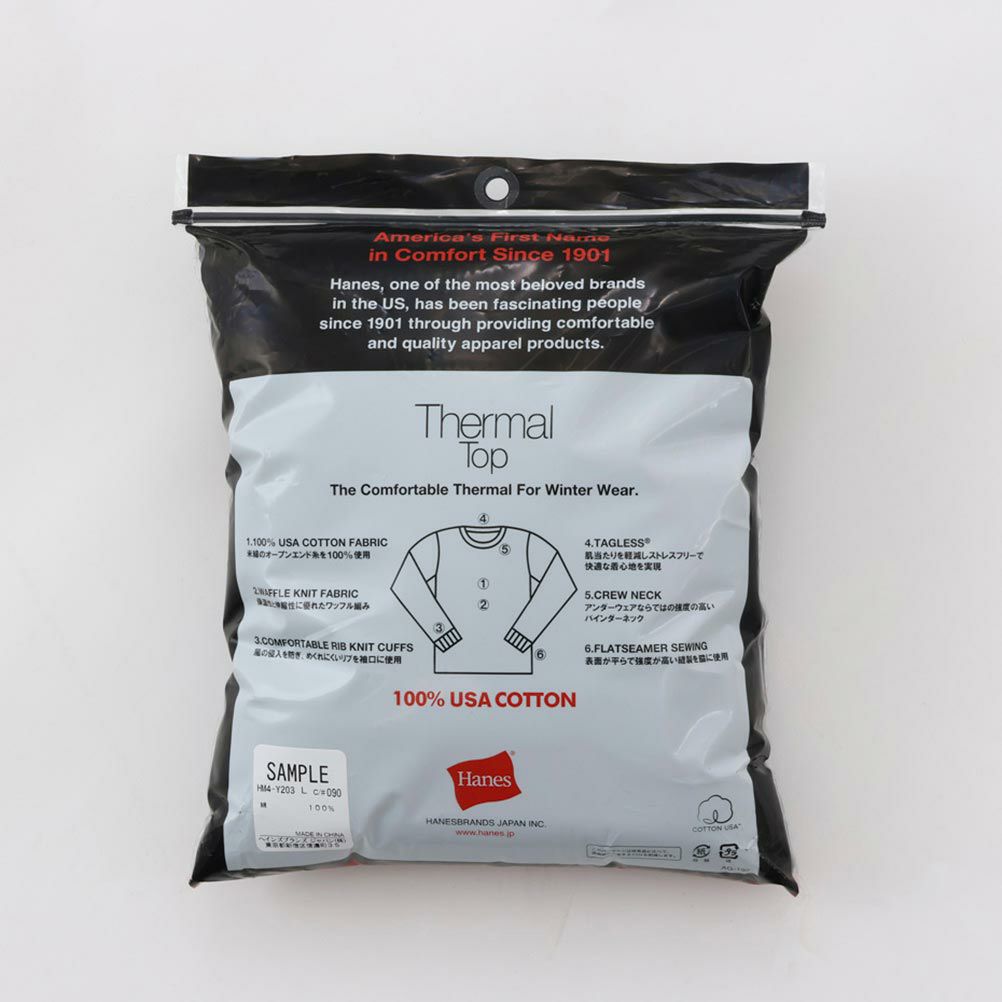 Hanes  サーマルクルーネックロングスリーブTシャツ メンズ商品画像-6