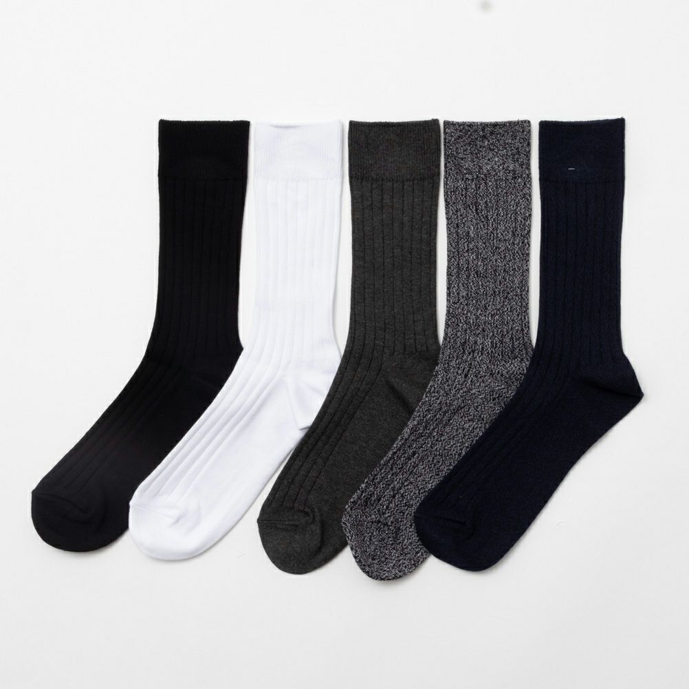 NAVY リブ編みクルーソックス メンズ