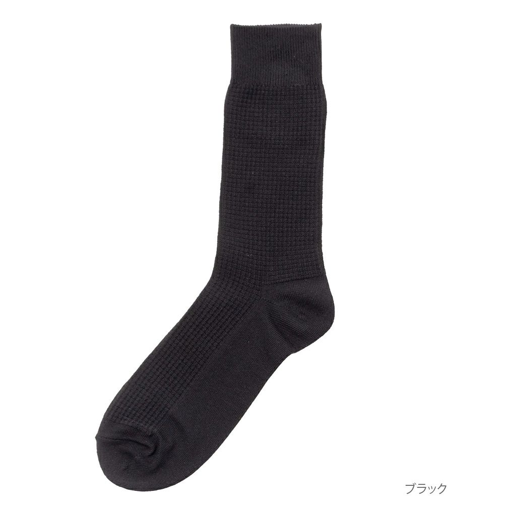 NAVY  ワッフル編みクルーソックス メンズ商品サムネイル-1