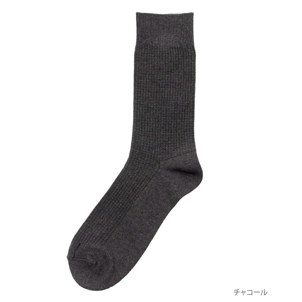 NAVY  ワッフル編みクルーソックス メンズ商品サムネイル-2
