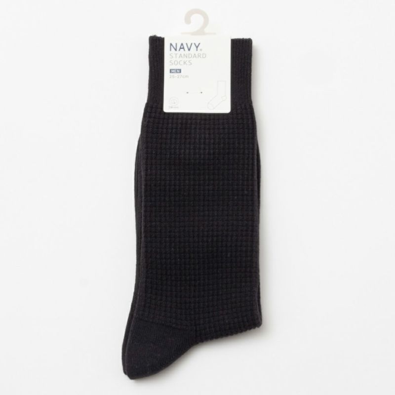 NAVY  ワッフル編みクルーソックス メンズ商品画像-7