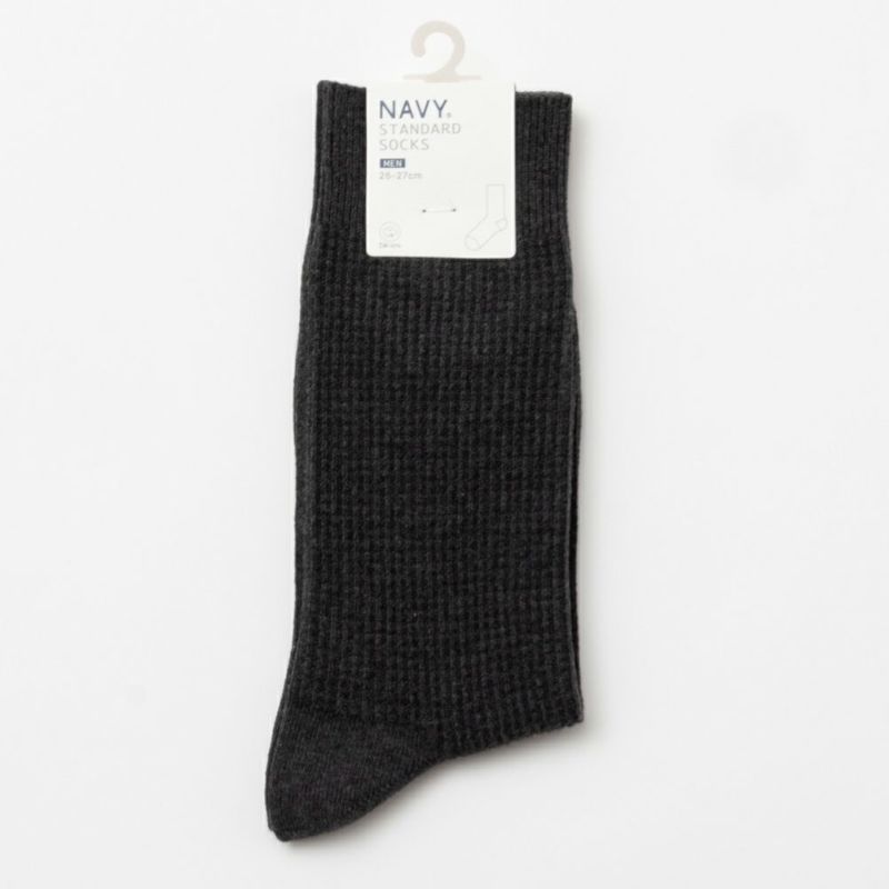 NAVY  ワッフル編みクルーソックス メンズ商品画像-8