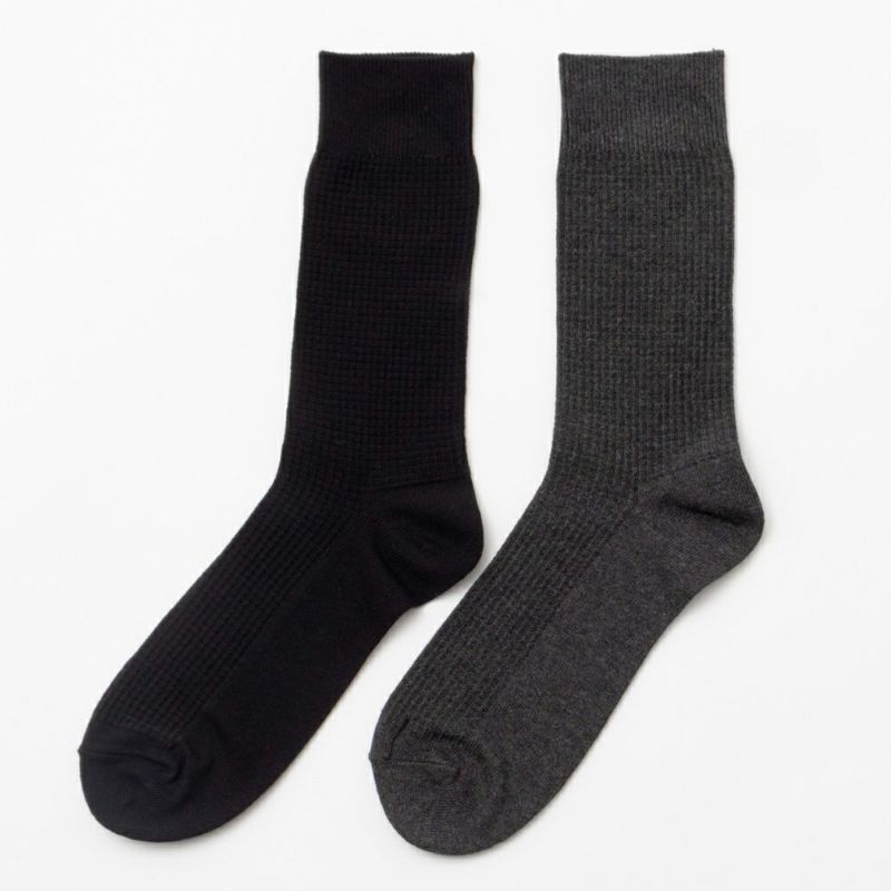 NAVY  ワッフル編みクルーソックス メンズ商品画像-9