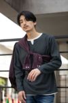 NAVY キーネックフェイクレイヤード長袖Tシャツ メンズ商品サムネイル-1
