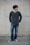 NAVY キーネックフェイクレイヤード長袖Tシャツ メンズ商品サムネイル-2