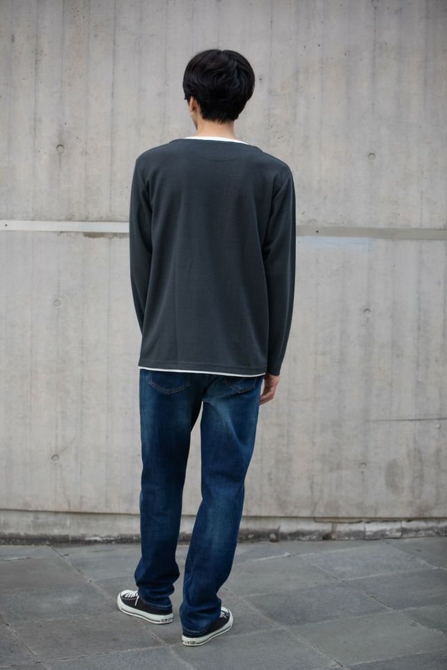 [期間限定価格]NAVY キーネックフェイクレイヤード長袖Tシャツ メンズ商品サムネイル-4
