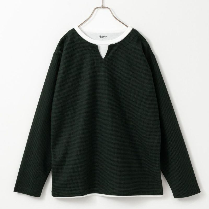 NAVY キーネックフェイクレイヤード長袖Tシャツ メンズ商品画像-6