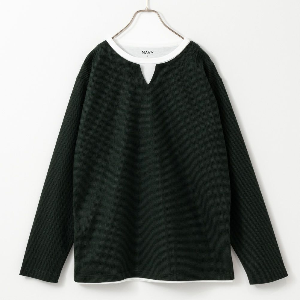 [期間限定価格]NAVY キーネックフェイクレイヤード長袖Tシャツ メンズ商品サムネイル-6