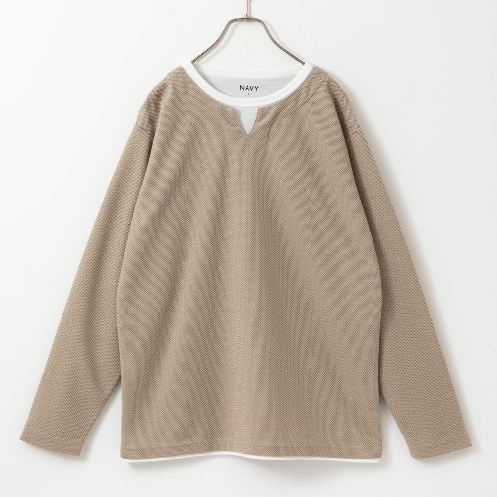 NAVY キーネックフェイクレイヤード長袖Tシャツ メンズ商品サムネイル-8
