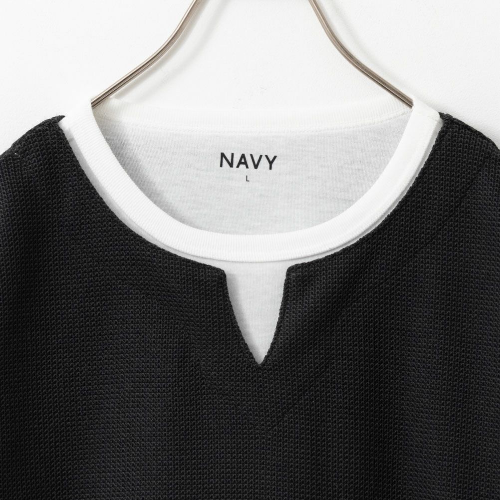 [期間限定価格]NAVY キーネックフェイクレイヤード長袖Tシャツ メンズ商品サムネイル-9
