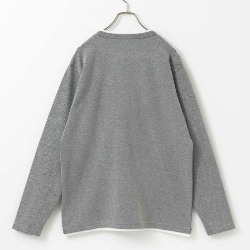 NAVY ヘンリーネックフェイクレイヤード長袖Tシャツ メンズ商品画像-4